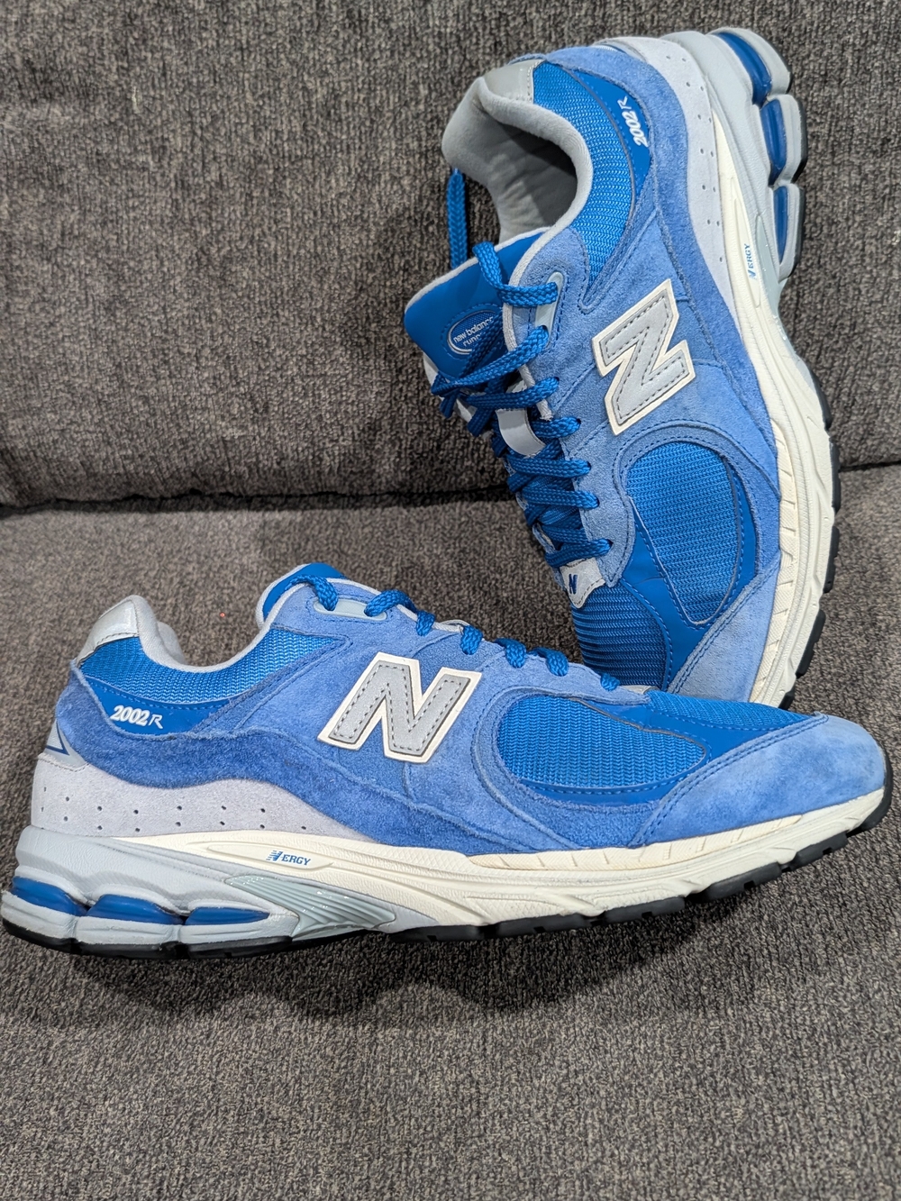 New Balance Men's 2002R Blue Suede and Mesh Sneakers
